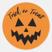 Trick or treat Jack O lantaarn Sinaasappel Hallowe Ronde Sticker (Voorkant)
