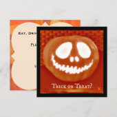 Trick or treat Jack-O'-Lantern Halloween Invites Kaart (Voorkant / Achterkant)