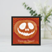 Trick or treat Jack-O'-Lantern Halloween Invites Kaart (Staand voorkant)