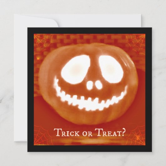 Trick or treat Jack-O'-Lantern Halloween Invites Kaart (Voorkant)