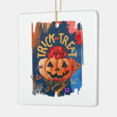 Trick or treat - Jack-o'-Lantern met Red Rose (1) Keramisch Ornament (Links)
