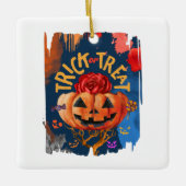 Trick or treat - Jack-o'-Lantern met Red Rose (1) Keramisch Ornament (Voorkant)