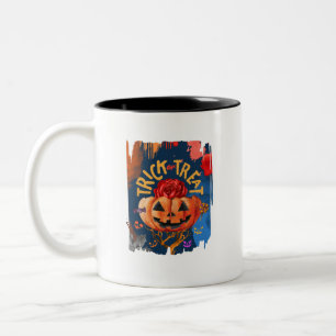 Trick or treat - Jack-o'-Lantern met Red Rose (1) Tweekleurige Koffiemok
