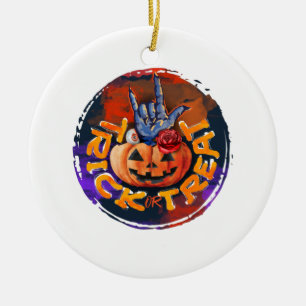 Trick or treat - Jack-o'-Lantern met Red Rose (2) Keramisch Ornament