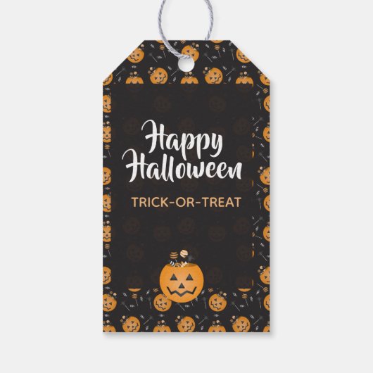 Trick or treat Jack O Lantern Pumpkin Snoep Cadeaulabel (Achterkant)