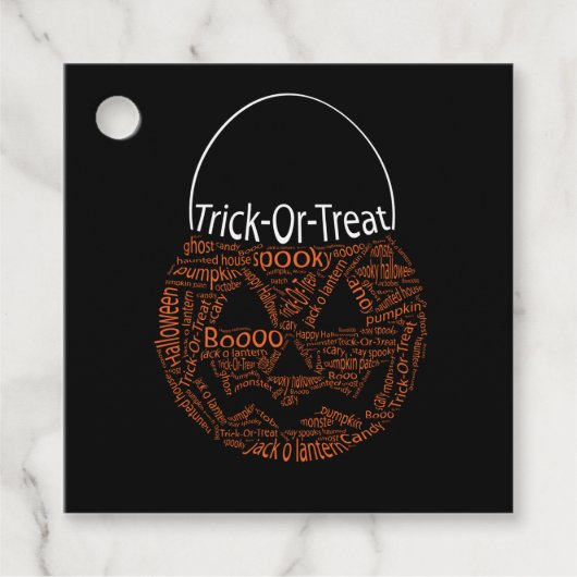 Trick or treat Jack O Lantern Typografie Bedankjes Labels (Voorkant)