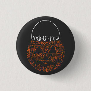 Trick or treat Jack O Lantern Typografie Oranje Ronde Button 3,2 Cm