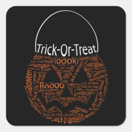 Trick or treat Jack O Lantern Typografie Oranje Vierkante Sticker