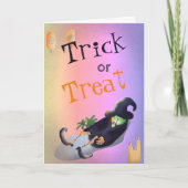 Trick or treat Joke Witch op Spa Funny Halloween Kaart (Voorkant)