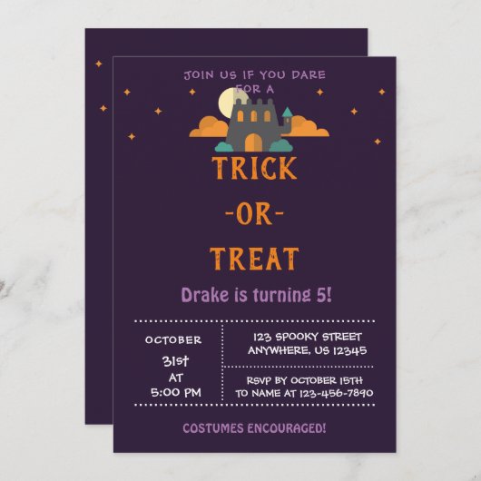 Trick or treat kaart (Voorkant / Achterkant)
