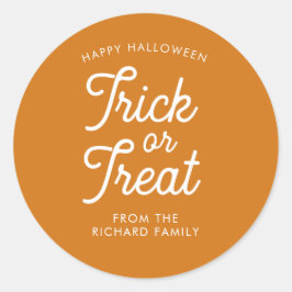 Trick or treat kalligrafie minimalistisch modern ronde sticker