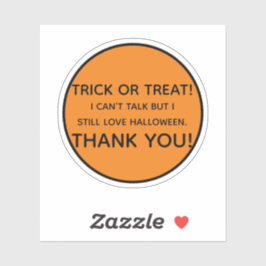Trick or treat kan niet praten sticker