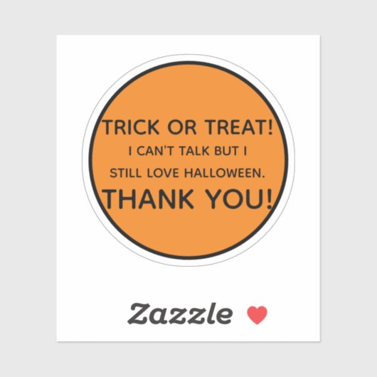 Trick or treat kan niet praten sticker (Vel)