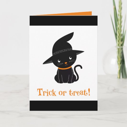 Trick or treat Kat gevouwen Wenskaart Kaart (Voorkant)
