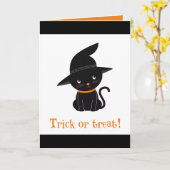 Trick or treat Kat gevouwen Wenskaart Kaart (Gele Bloem)