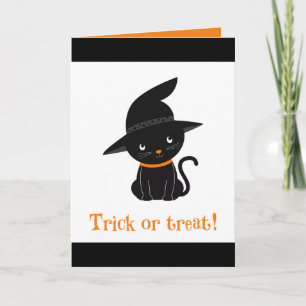 Trick or treat Kat Gevouwen Wenskaart Kaart