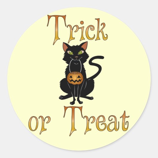 Trick or treat Kat Ronde Sticker (Voorkant)