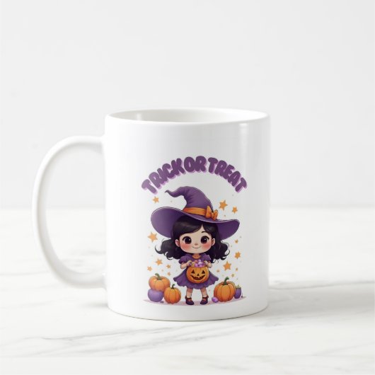 Trick or Treat Kawaii Witch Mug – Pumpkin Candy Koffiemok (Links)