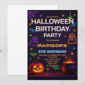 Trick or treat Kids Verjaardagsuitnodiging Kaart (Voorkant / Achterkant)