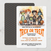 Trick or treat Kinder Halloween Buurtfeest Kaart (Voorkant / Achterkant)