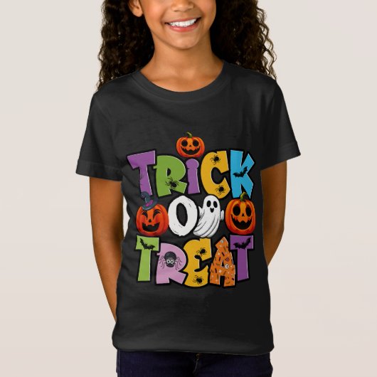 Trick or treat Kinder Halloween T-shirt – Schattig (Voorkant)