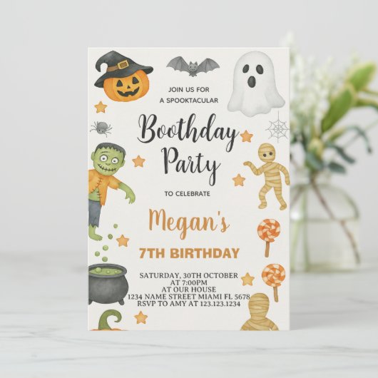 Trick or treat Kinder Halloween Verjaardagsuitnodi Kaart (Staand voorkant)