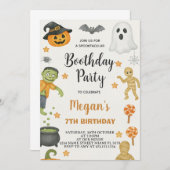 Trick or treat Kinder Halloween Verjaardagsuitnodi Kaart (Voorkant / Achterkant)