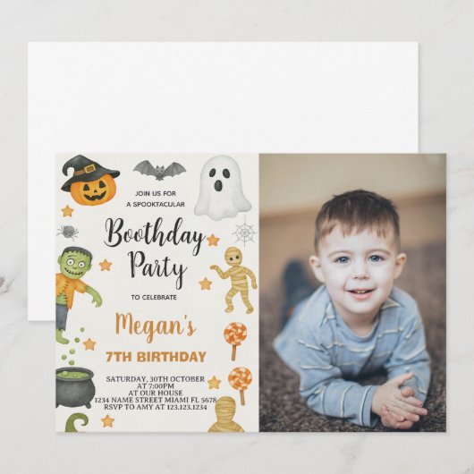 Trick or treat Kinder Halloween Verjaardagsuitnodi Kaart (Voorkant / Achterkant)