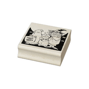 Trick or treat kinder kunststempel voor de illustr rubberstempel