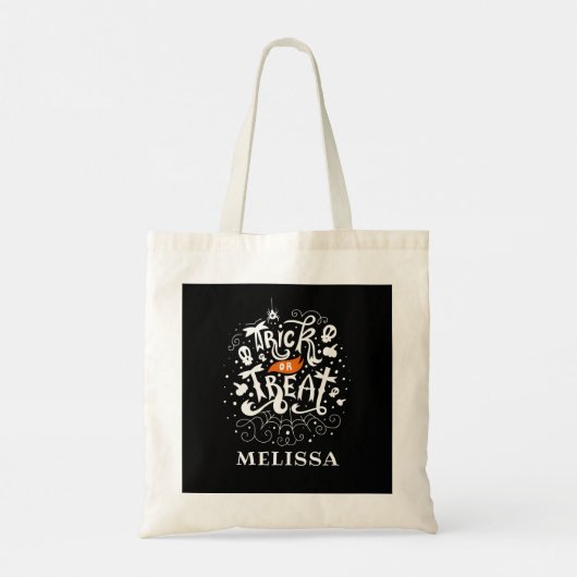 Trick or Treat Kinderen Custom Halloween Tote Bag (Achterkant)