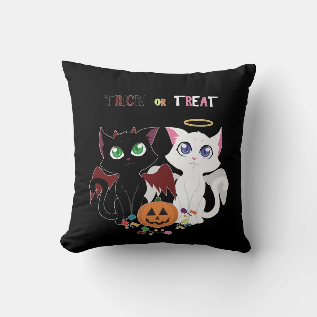 Trick or treat Kittens Kussen (Voorkant)