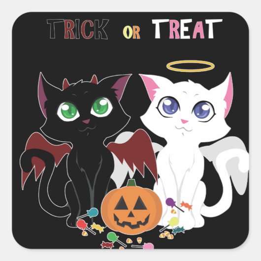 Trick or treat Kittens Vierkante Sticker (Voorkant)