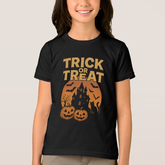 Trick or treat kleding Retro Halloween man vrouw Tri-Blend Shirt (Voorkant)
