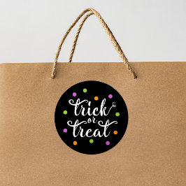 Trick or Treat Kleurrijk Confetti Halloween Ronde Sticker