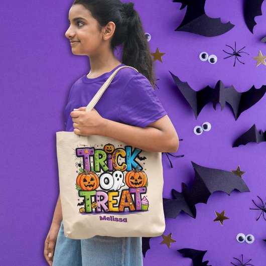 Trick or treat kleurrijk / Custom Halloween Tote Bag