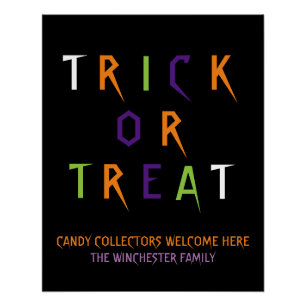 Trick or treat kleurrijke grappige spookachtige aa perfect poster