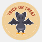 Trick or treat Kute Bat Round Label Sticker (Voorkant)