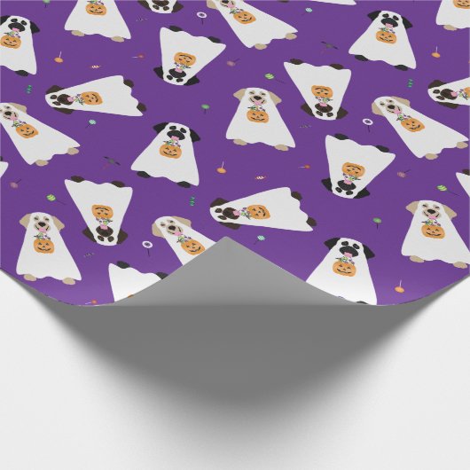 Trick or treat Labrador Retriever Spookhonden Cadeaupapier (Hoek)