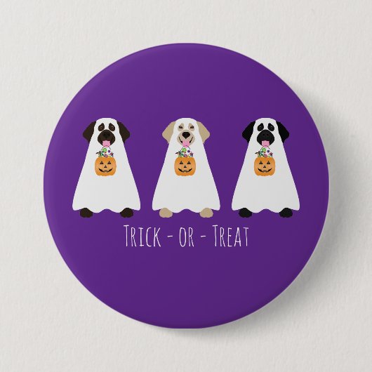 Trick or treat Labrador Retriever Spookhonden Ronde Button 7,6 Cm (Voorkant)