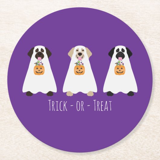 Trick or treat Labrador Retriever Spookhonden Ronde Kartonnen Onderzetter (Voorkant)
