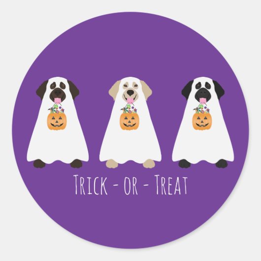 Trick or treat Labrador Retriever Spookhonden Ronde Sticker (Voorkant)