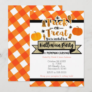 Trick or Treat Landelijke Oranje Halloweenfeest Kaart