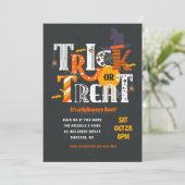 Trick or treat Lettering Halloween Invitation Kaart (Staand voorkant)