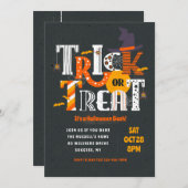 Trick or treat Lettering Halloween Invitation Kaart (Voorkant / Achterkant)