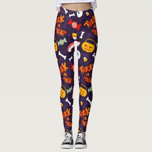 Trick or treat Leuke Halloween Pompoen Monsters Leggings (Voorkant)