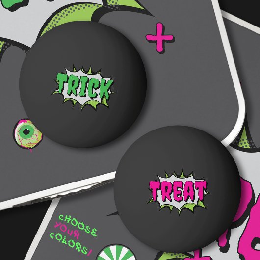 'Trick or treat' Leuke Halloween Stripboek Pop Art Pingpongbal
