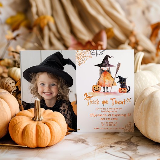 Trick or treat leuke Spooktacular verjaardagsfoto Kaart