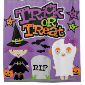 Trick or treat Little Witch en Ghost Douchegordijn (Voorkant)