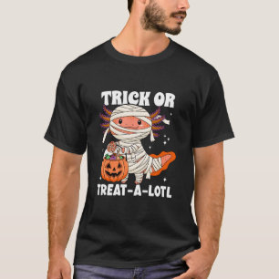 Trick or Treat Lotl Kawaii Axolotl Mummie Hallowee T-shirt