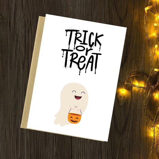 Trick Or Treat Malse Halloween Geest Pompoen Feestdagenkaart